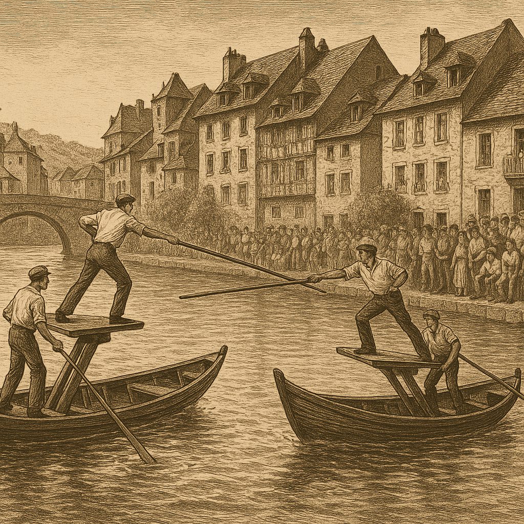 Illustration de Organisation du premier tournoi de joutes nautiques sur le Lot à Espalion