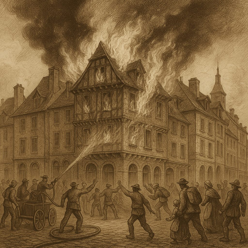 Illustration de Incendie majeur dans le centre historique d'Espalion au XIXe siècle