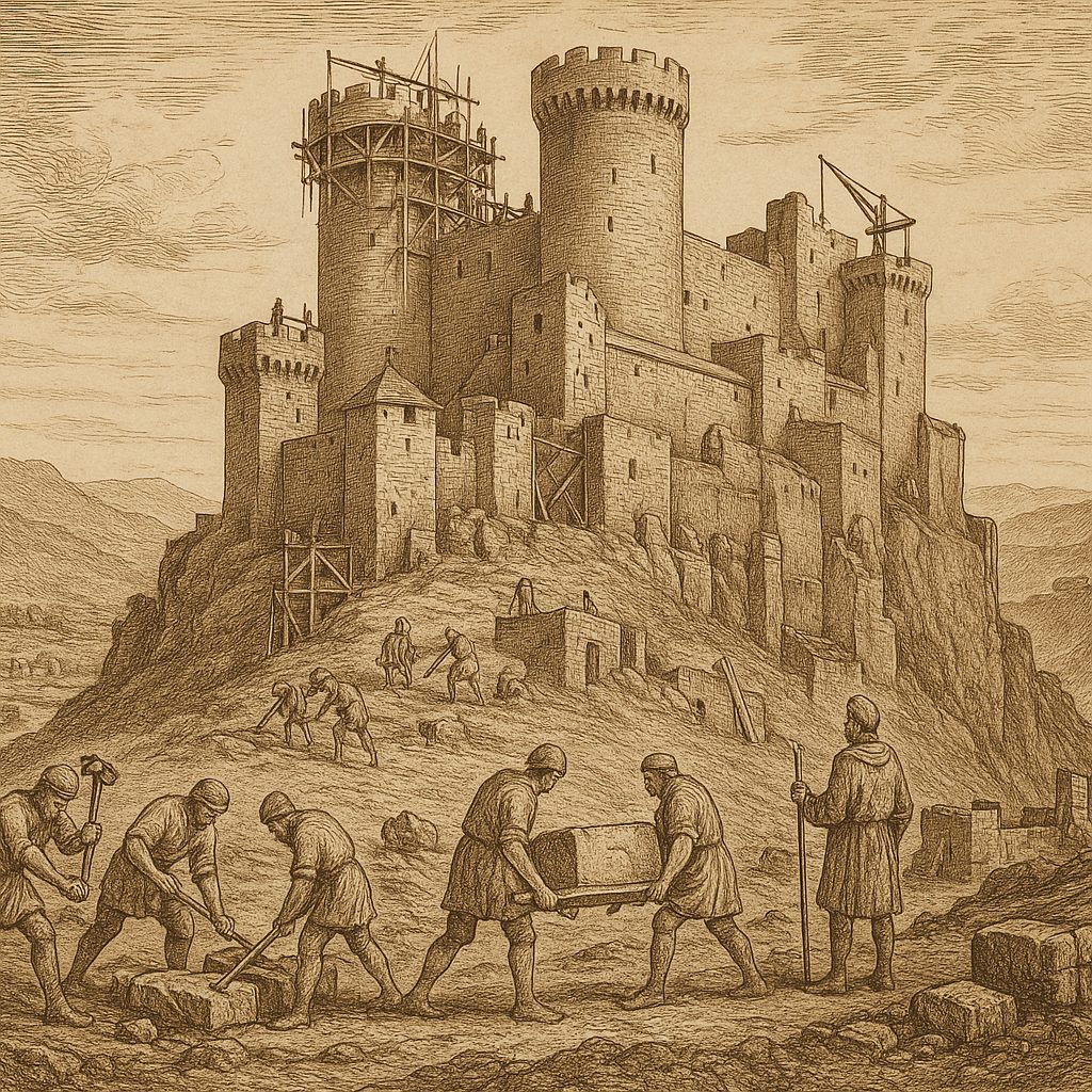 Illustration de Construction et histoire du Château de Calmont d'Olt
