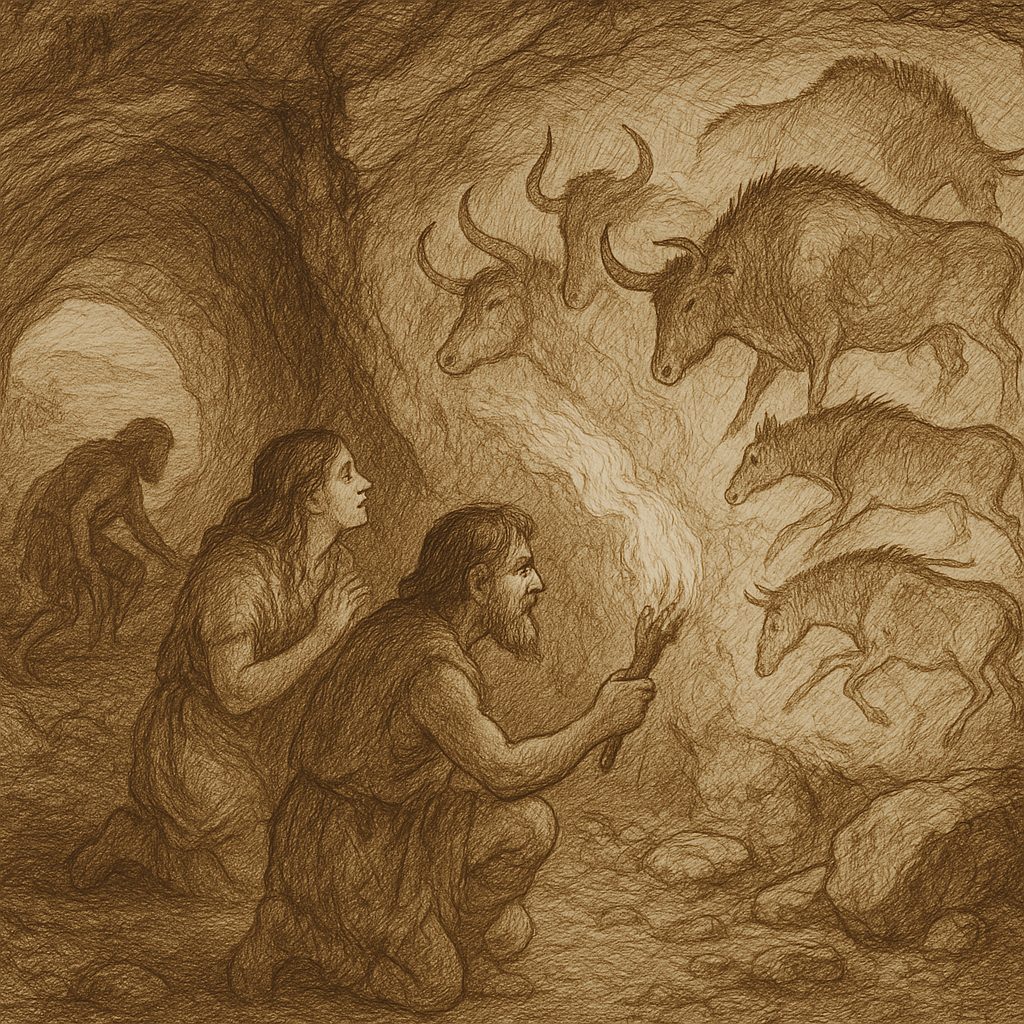 Illustration de Découverte de peintures rupestres dans une grotte proche d'Espalion