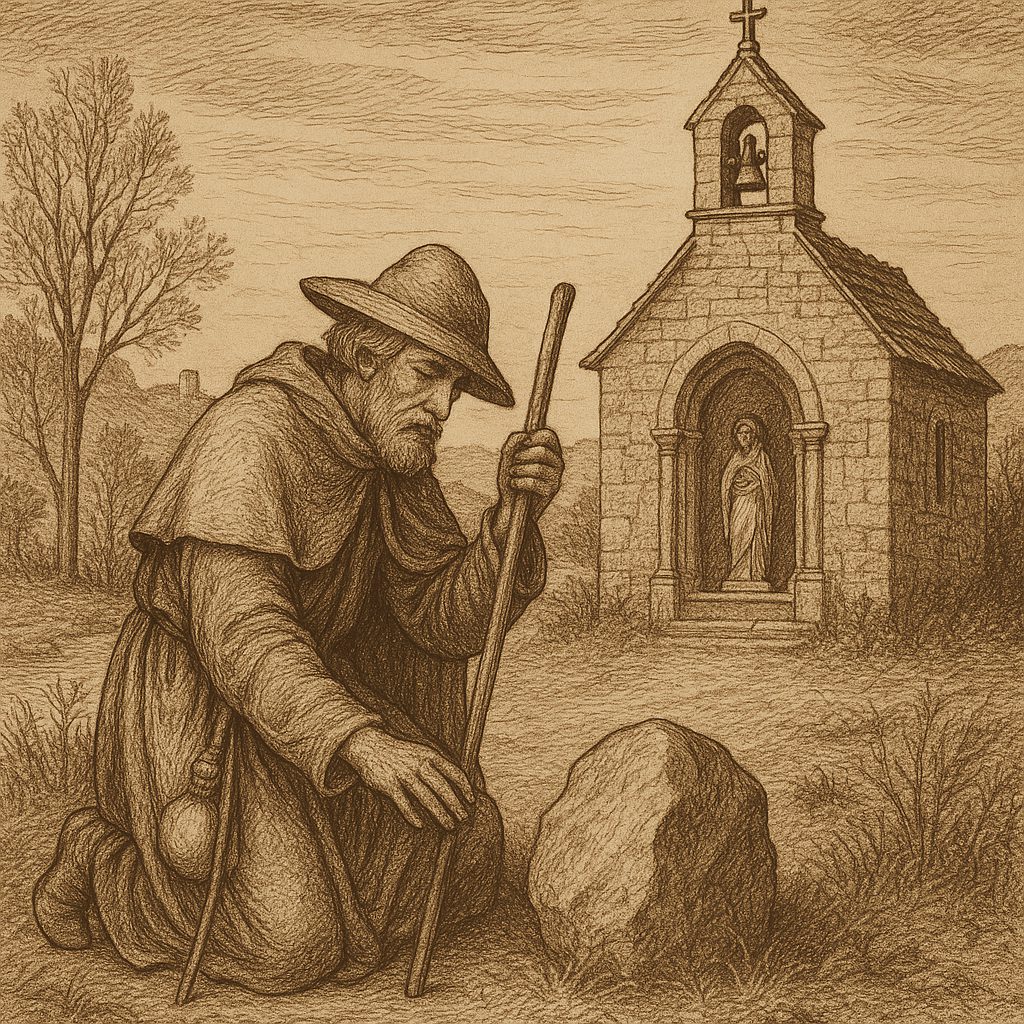 Illustration de La légende du pèlerin et la pierre miraculeuse de la chapelle Saint-Fleuret