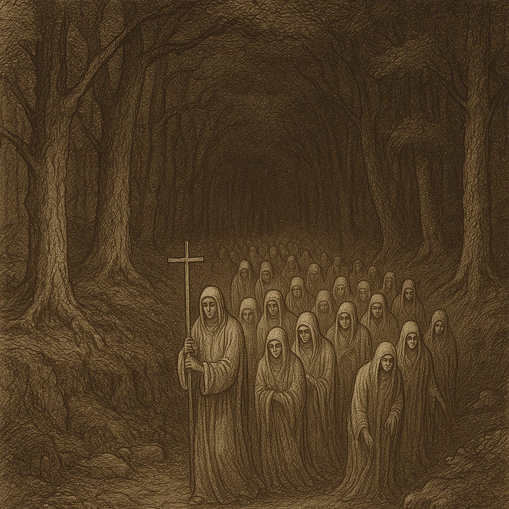 Illustration de La procession des âmes errantes dans la forêt de Bessuéjouls